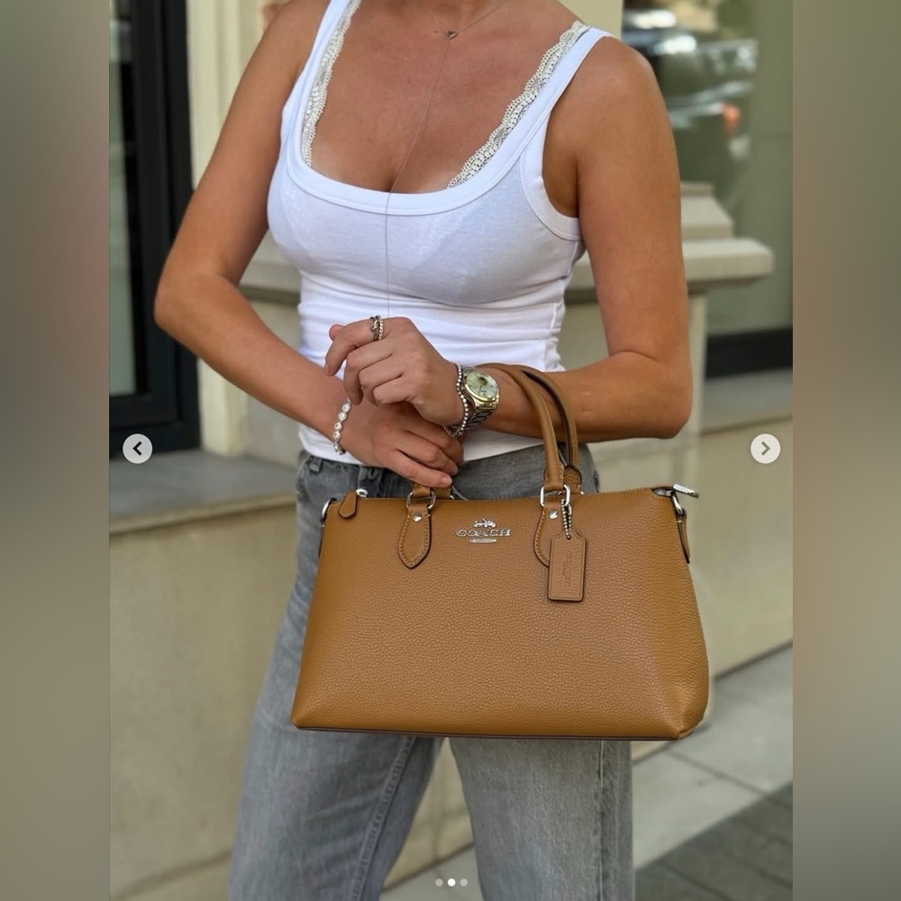 NWT COACH Georgia Satchel Bag - Pebble Leather CR156 Silver/Light Saddle $378